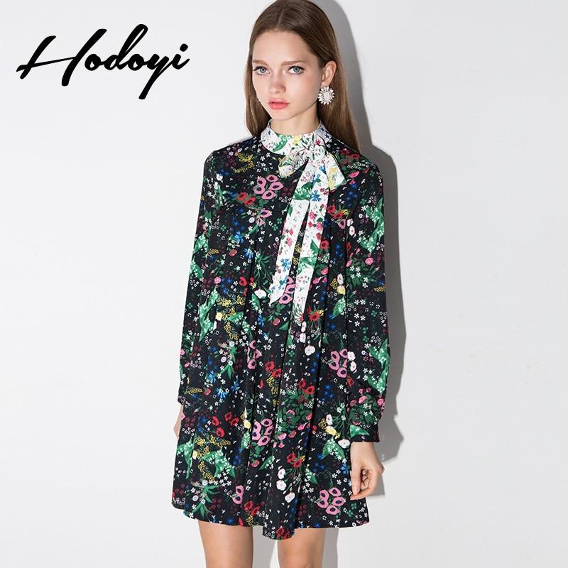 زفاف - Autumn in new slim ladies ' long sleeve loose long sleeve print dress - Bonny YZOZO Boutique Store