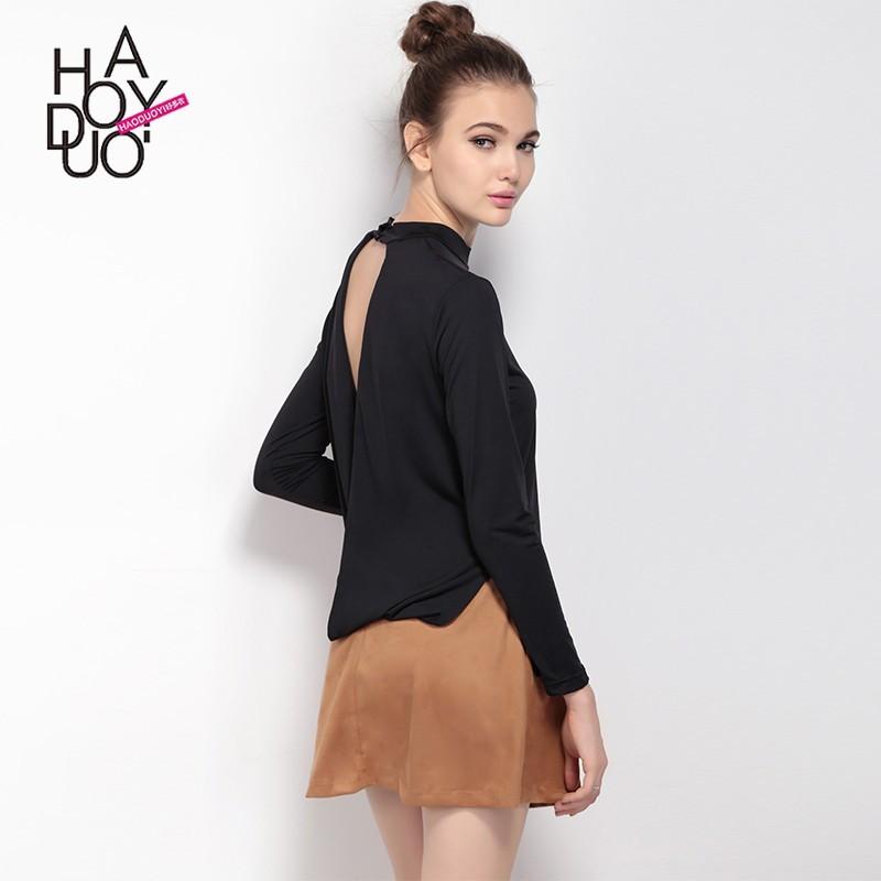 Wedding - Vogue Open Back One Color Fall Casual 9/10 Sleeves T-shirt - Bonny YZOZO Boutique Store