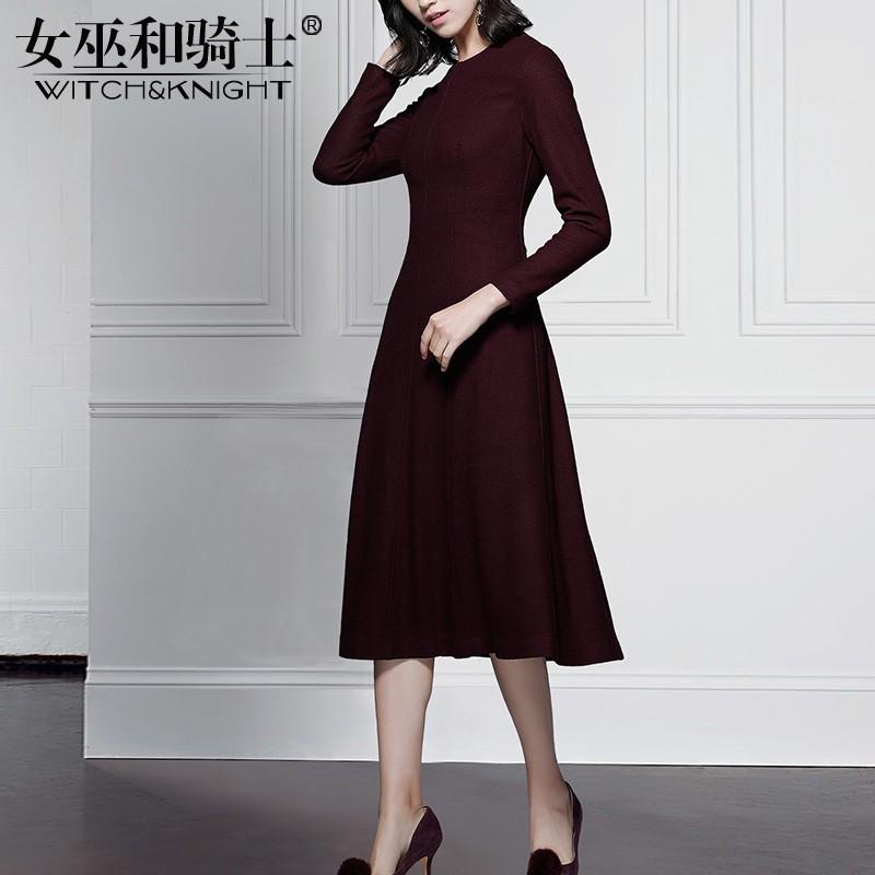 زفاف - Elegant Slimming Jersey Wool Burgendy Spring Flexible Dress Basics - Bonny YZOZO Boutique Store