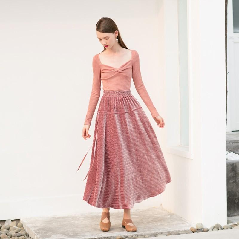 Mariage - Elegant Vintage Ruffle Banded Waist Trail Dress Tie Velvet Skirt - Bonny YZOZO Boutique Store