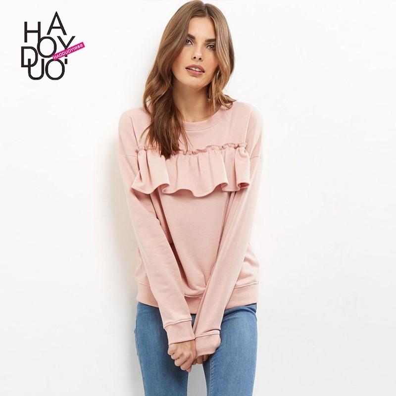 Mariage - Casual Vogue Frilled Accessories One Color Hoodie - Bonny YZOZO Boutique Store