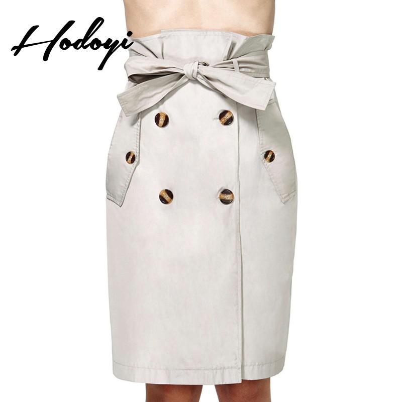 زفاف - Vogue Curvy Accessories One Color Spring Tie Casual Buttons Skirt - Bonny YZOZO Boutique Store