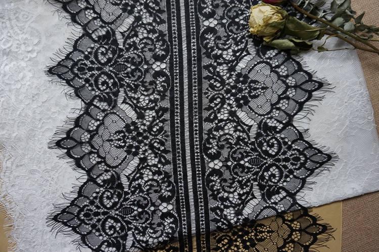 زفاف - Vintage Chantilly Lace Trim Soft Eyelash Lace Trim Scalloped Black Lace Fabric Trim 3 Yards