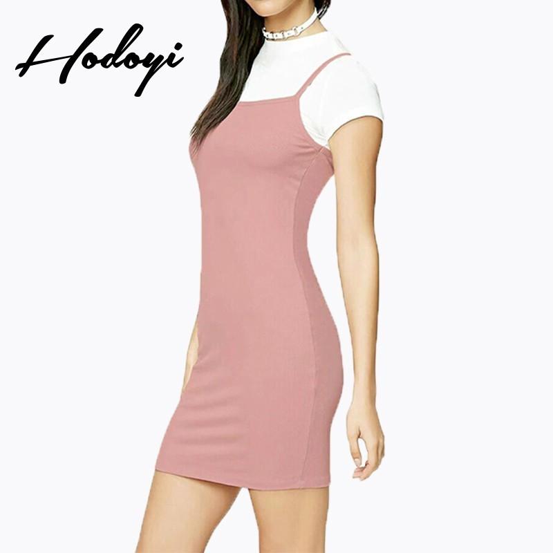 زفاف - Vogue Simple Slimming Scoop Neck High Waisted Spring Short Sleeves Dress - Bonny YZOZO Boutique Store