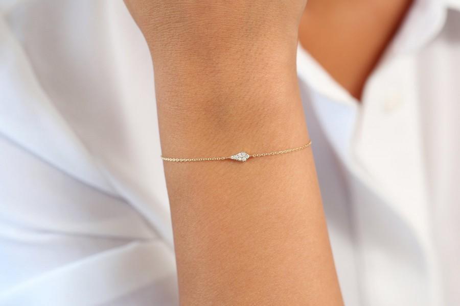 Mariage - 14k Gold Diamond Bracelet / Pave Diamond Bracelet / Dainty Diamond Bracelet / Gold Chain Bracelet / Bridal Gift / Christmas Gift / Rose Gold
