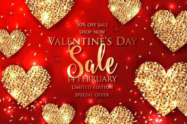 Свадьба - Valentines sale banner Valentines sale banner with shiny gold heart