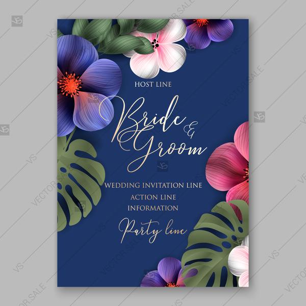 Mariage - Tropical flower wedding invitation vector template