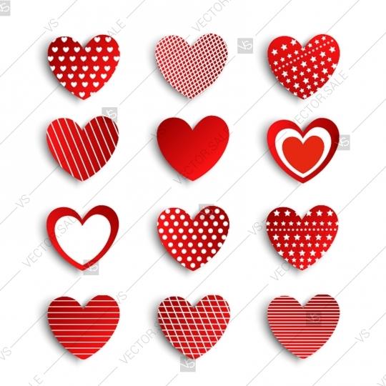 Свадьба - Set of stickers in the shape of a heart to celebrate Valentine
