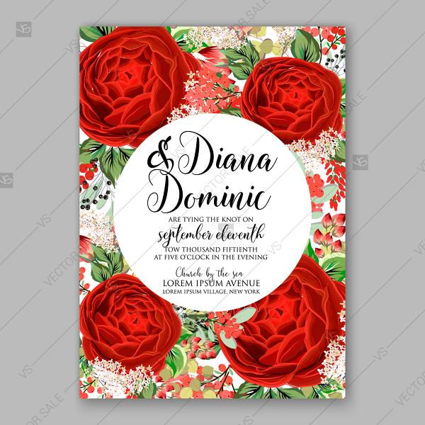 Mariage - Red rose wedding invitation vector floral background greeting card