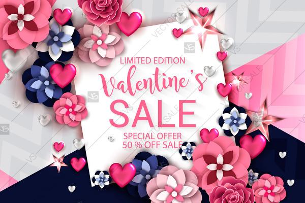 زفاف - Valentines Day Sale Banner Rose Hearts Wedding Invitation Background