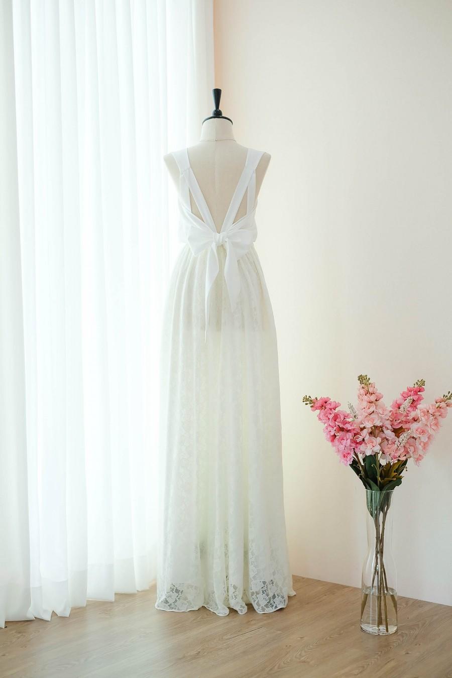 Mariage - Off white dress White lace dress Long Bridesmaid dress Wedding Dress Long Prom dress Party dress Cocktail dress Maxi dress Evening Gown