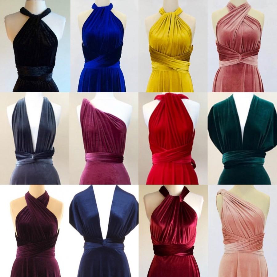 Hochzeit - Velvet infinity dress fabric sample - all 15 colours
