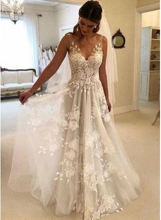 Mariage - Elegant Brautkleider Weiße Günstig Spitze Hochzeitskleider Online Shop Modellnummer: LY0100-BA9419