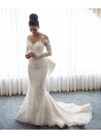 Mariage - Designer Weiße Hochzeitskleider Spitze Mit Ärmel A Linie Brautkleider Günstig Modellnummer: XY032-BC0093