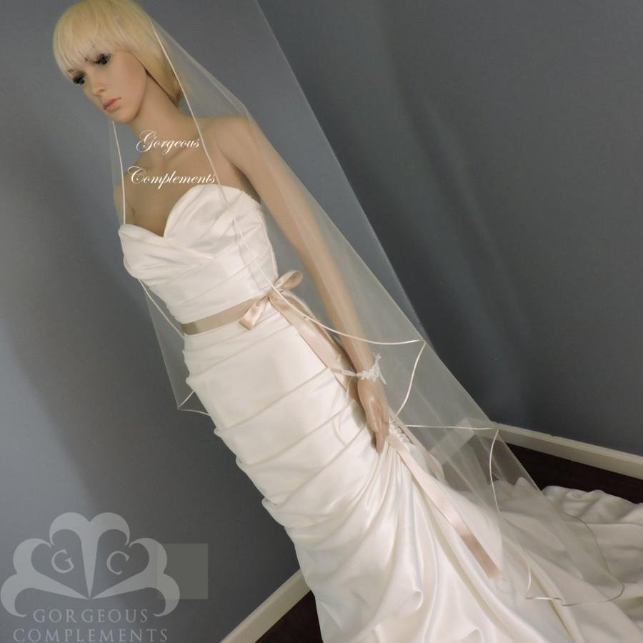 Свадьба - Sweetness -Single Tier Satin Rattail Edge Wedding Veil Cascade Choose Length, Bridal Veil SW45RE