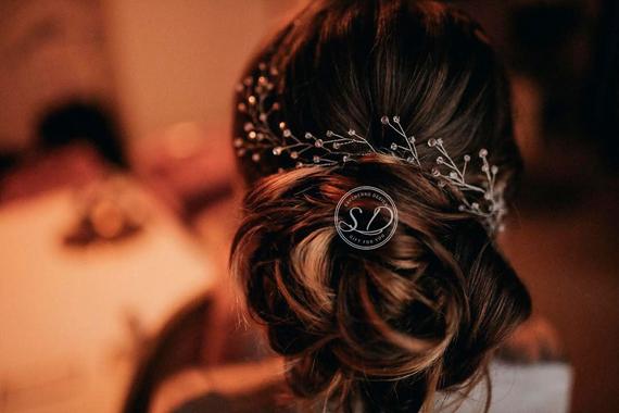 Свадьба - Extra Long Hair Vine Twisting Delicate Bridal Hair Vine Hair vine in pink with rose gold wedding head piece bridal hair vine swarovski