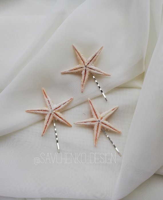 Wedding - Starfish Hair Clip beach hair accessories mermaid costume Nautical Hair Clip Starfish Hair Clip Natural starfish hair pin beach hair clip