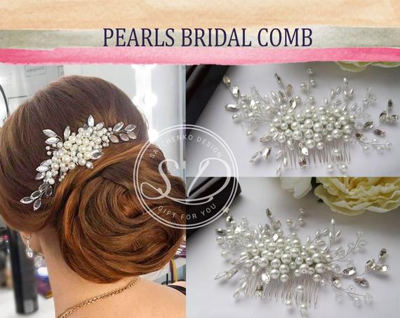 زفاف - Swarowski Bridal hair comb-Bridal Hair Vine-Pearl hair vine-Wedding hair comb-Crystal bridal headpiece-Crystals Bridal Wedding-Hair crown