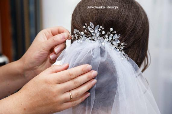 Свадьба - Crystal hair comb Swarowski Bridal hair comb Tocado novia Crystals Bridal crown Wedding hair piece Beach wedding hair accessories for bride