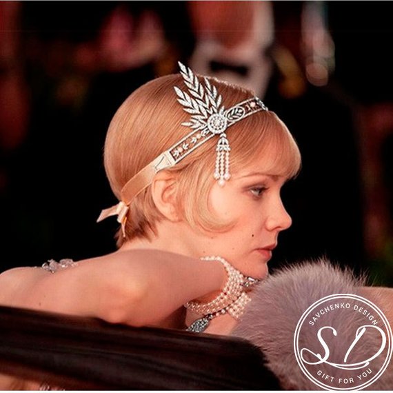 Wedding - SIlver Flapper 1920s Gatsby HeadbanGreat gatsby headpiece