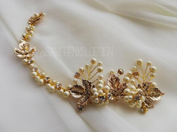 Mariage - Leaf Headband tiara with maple leaves