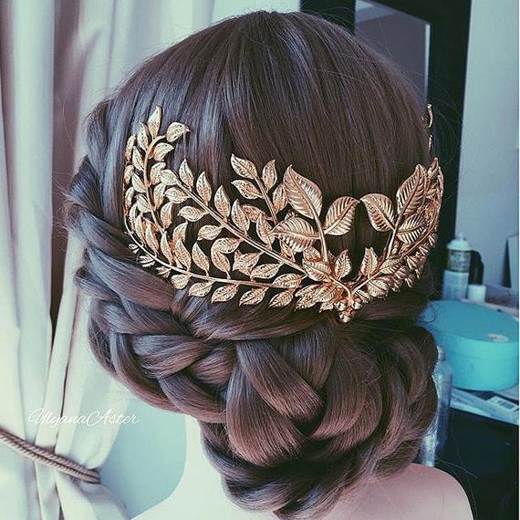 Hochzeit - Gold back leafs crown