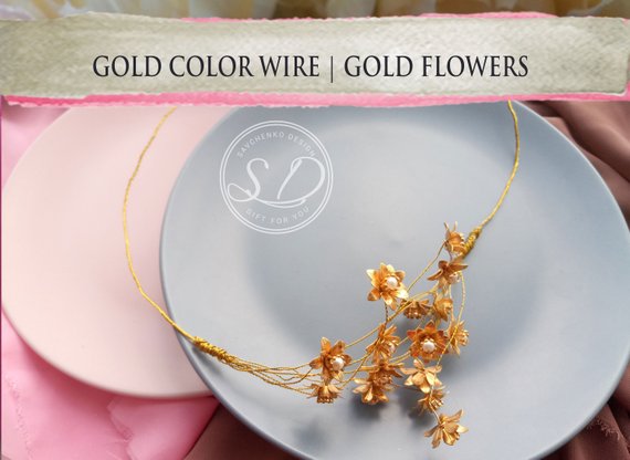 زفاف - Gold bridal crown celestial crown headpiece Boho Wired Gold Tiara Star Hair Jewelry Gold Flower Gold leaf tiara blumenkranz haare gold