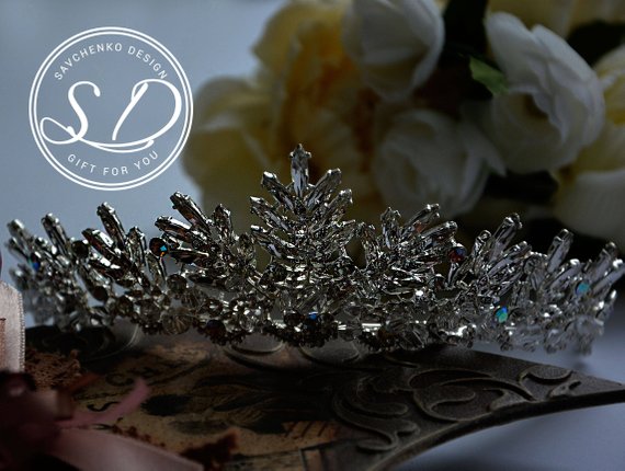 Mariage - Crystal Crown Delight Bridal Tiara Rhinestone Tiara Quinceanera XV Tiara rincess Athena Crown Silver Princess Tiara royal diadem baby crown