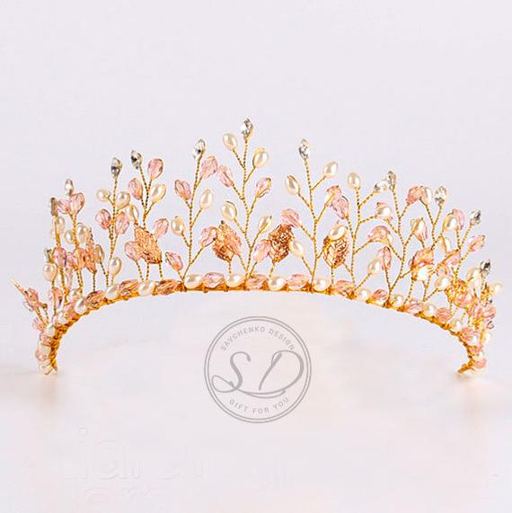 زفاف - Laurel leaf tiara Wedding tiara Gold Laurel leaf crown Crystal tiara Bridal crown Wedding Hair Piece Иridal golden halo Grecian headpiece