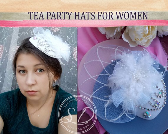 زفاف - White pillbox hat hütchen 50er kate middleton hat 50's Vintage-tea party hats-church hat-kentucky derby hats for women-headbands for women