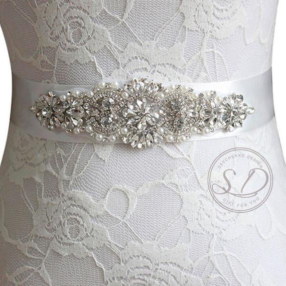 Hochzeit - Bridal belt embellishment belts Crystal Rhinestone Pearl Bridal Sash belt Crystal Wedding sash belt crystal applique Wedding Dress belt