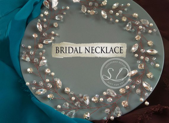 زفاف - silver vine necklace Wedding Pearl Crystal Choker Vintage Bridesmaids Prom Beaded Necklace pearl back rhinestone necklace mother girt
