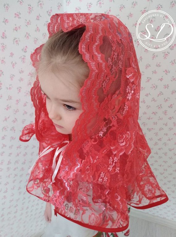 Mariage - Red Medieval Lace Cape Hooded Capelet catalytic shawl with hood Vampire Veil Renaissance Halloween Cloak Cape Red Riding Cloak Charch veil