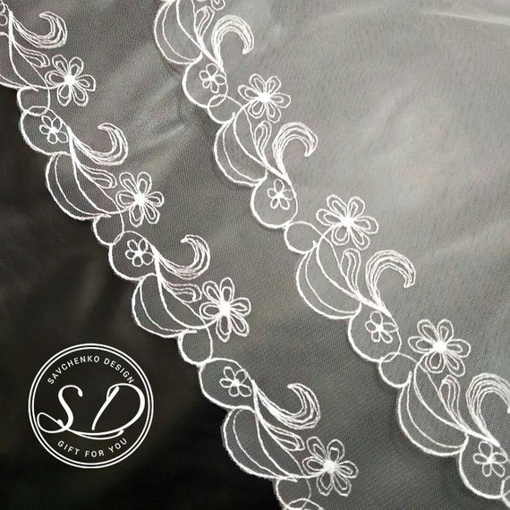 زفاف - Double Layer Wedding Veil Sheer Tulle Veil with Two Tiers Tulle Veil with Comb cathedral wedding veil lace veil fingertip lace drop veil
