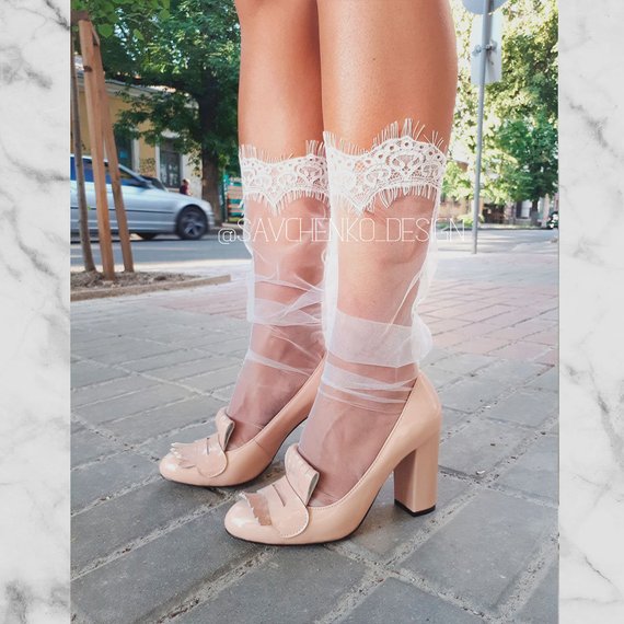 Mariage - white Lace Wedding Socks