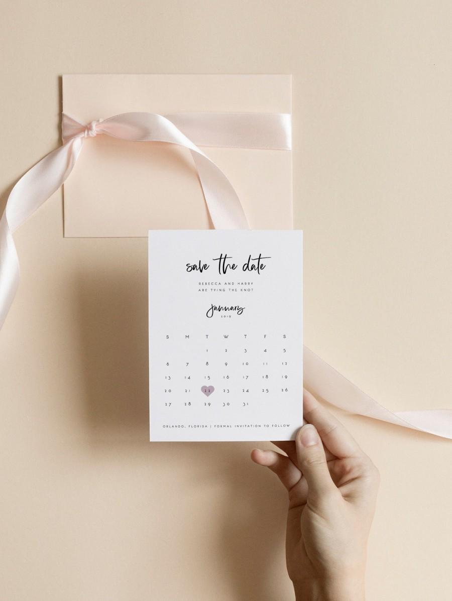 Wedding - Calendar Save the Date Editable Template Save the Date Template Printable Wedding Template Save Date Magnet Heart Instant Download 13