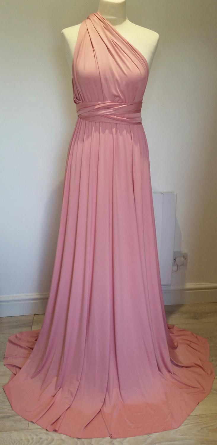Hochzeit - Infinity Dress Multiway Dress Convertible Dress Twist Wrap Dress Bridesmaid Dress Wedding Prom Evening Rose Pink One Size Fits All
