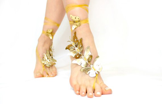 Wedding - Barefoot Sandals Gold, Beach wedding anklet, Genuine Leather Sandal, Nude shoes, Wedding shoes, Bridesmaids Gift, Cute Gift her, Unique Gift