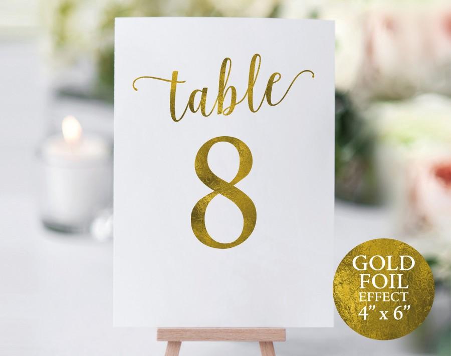 Mariage - Gold Table Number Template, Table Numbers, Wedding Table Numbers, Printable Table Numbers, Calligraphy, 4x6, PDF Instant Download, MM01-3