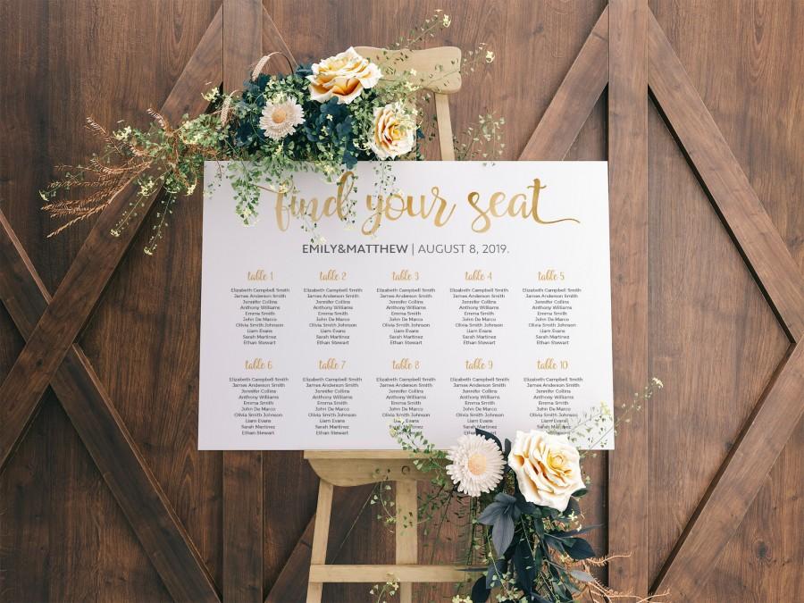 Hochzeit - Wedding Seating Chart Template, Table Seating Plan, Wedding Sign, Wedding table plan, Seating Chart Gold, Find Your Seat Sign