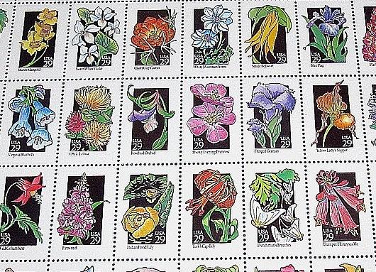 Wedding - Set of 50 Wildflowers Stamps .. Vintage Unused US Postage Stamps .. Nature walks, springtime decor, Fields of flowers, Summertime, Florals
