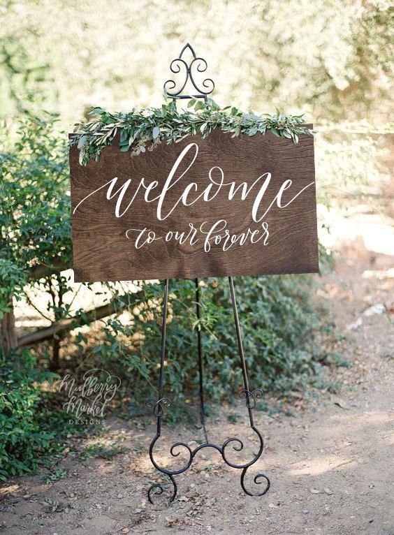 Свадьба - NEW* Wedding Welcome Sign, Welcome To Our Forever, Rustic Wood Wedding Sign, Wooden Wedding Sign, Wood Wedding Welcome Sign
