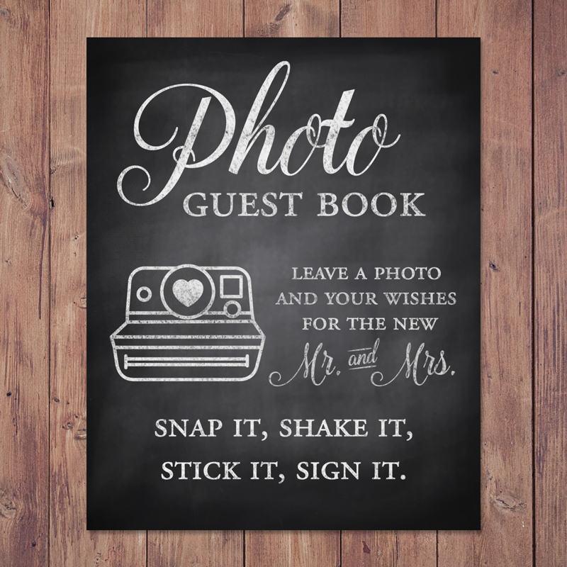 Wedding - photo guest book - leave a photo and your wishes for the new mr and mrs - rustic wedding guest book - 8x10 - 5x7 PRINTABLE