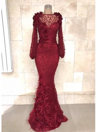 Mariage - Fashion Abendkleider Lang Spitze Rot 