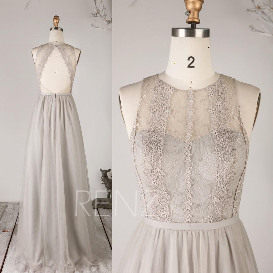 Свадьба - Prom Dress Pale Gray Bridesmaid Dress Illusion Sweetheart Wedding Dress Jewel Neck Party Dress Sexy Open Back A-line Long Maxi Dress(HS777)
