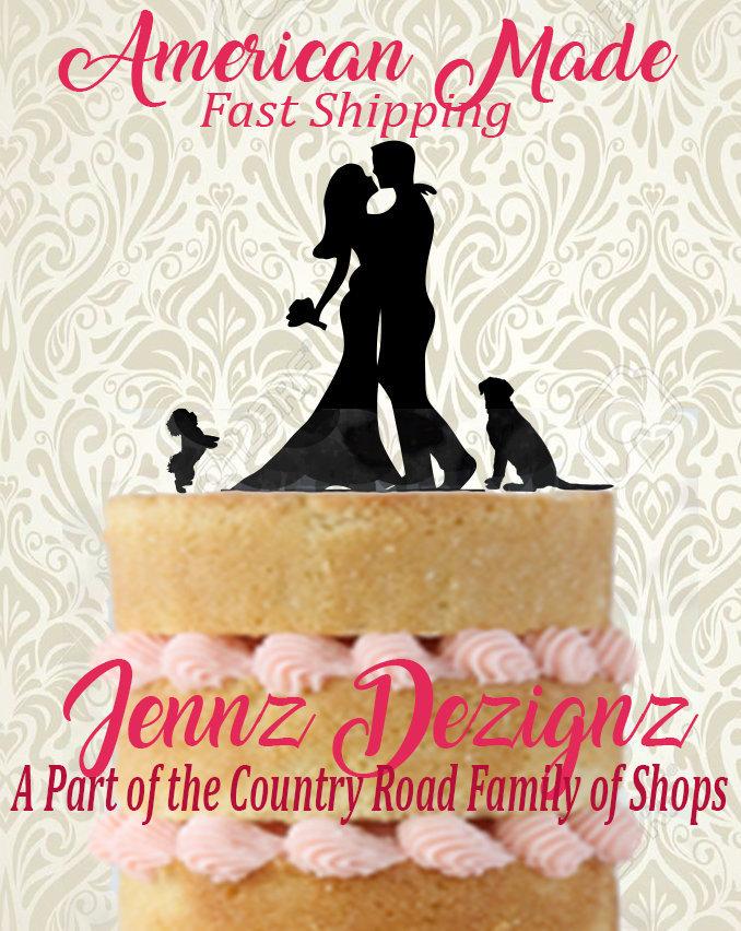 Hochzeit - Pet Included Silhouete Romantic Couple Wedding Cake Topper #502 MADE In USA…..Ships from USA