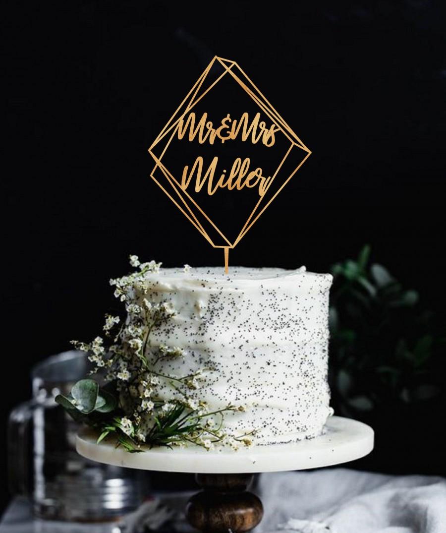 Mariage - Geometric Cake Topper Modern Wedding Cake topper Mr end Mrs  Cake Topper Wedding Wood Cake Topper Last Name Cake topper Modern Cake topper