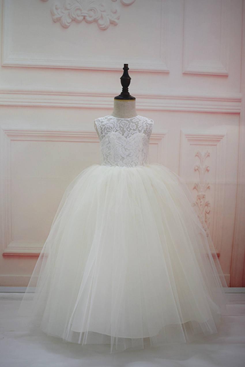 Mariage - Ivory Lace Tulle TUTU Ball Gown Princess Flower Girl Dress