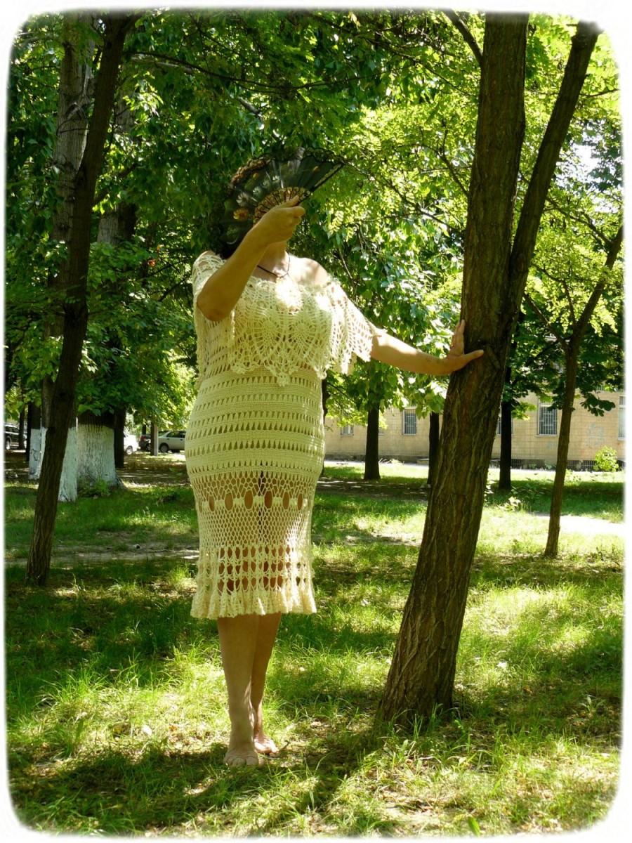 زفاف - Elegant knit summer dress cotton exclusive openwork summer sleeveless long sundress elegant summer dress Knitted summer dress, hand made