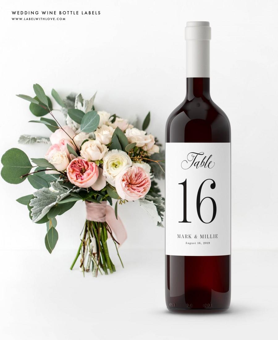 زفاف - Wedding Wine Table Numbers - Wine Bottle Labels - Self Adhesive Weatherproof Wine Labels - Watercolor Floral Wedding Decorations